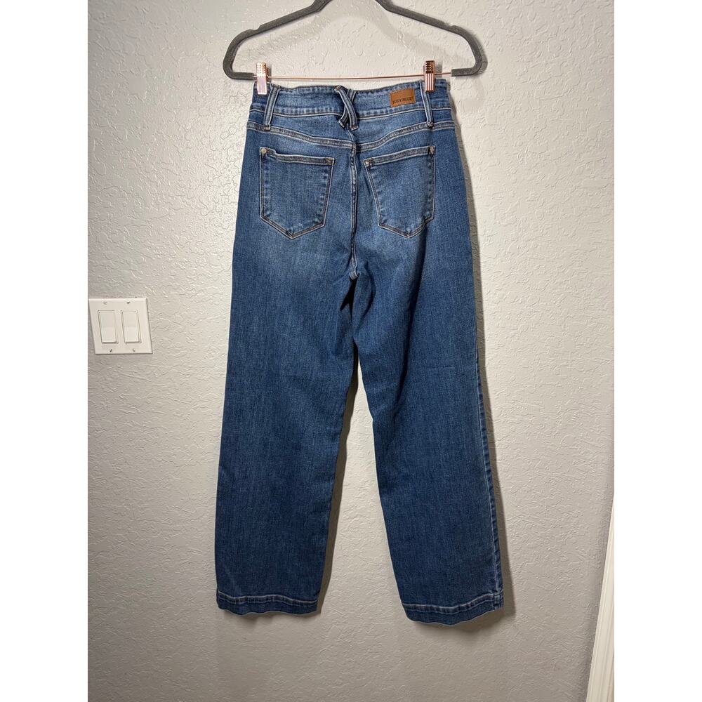Judy Blue Dark Wash Wide Leg Stretch Jeans Sz 9/29 Boho Casual Preppy - Picture 6 of 7